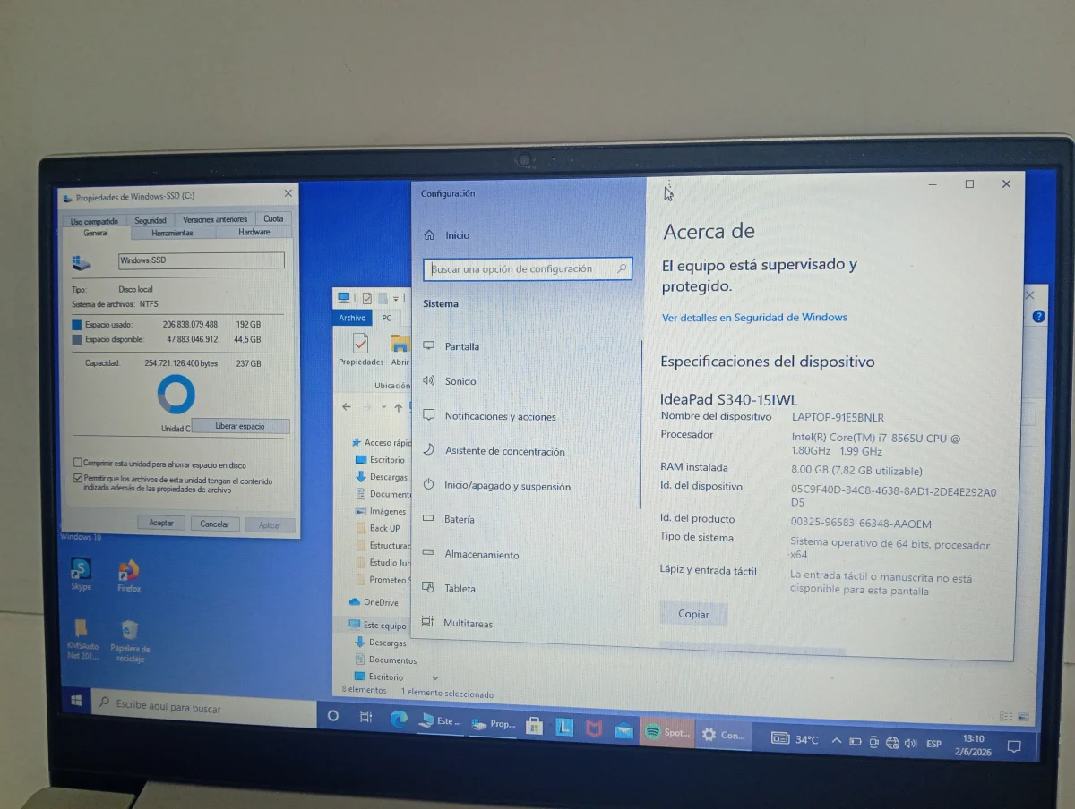 Foto 2 de Notebook Marca Lenovo Modelo Ideapad S340 Procesador I7 Memoria Ram 8 Gb Disco Duro 300 Gb Acc Con Teclado Numerico