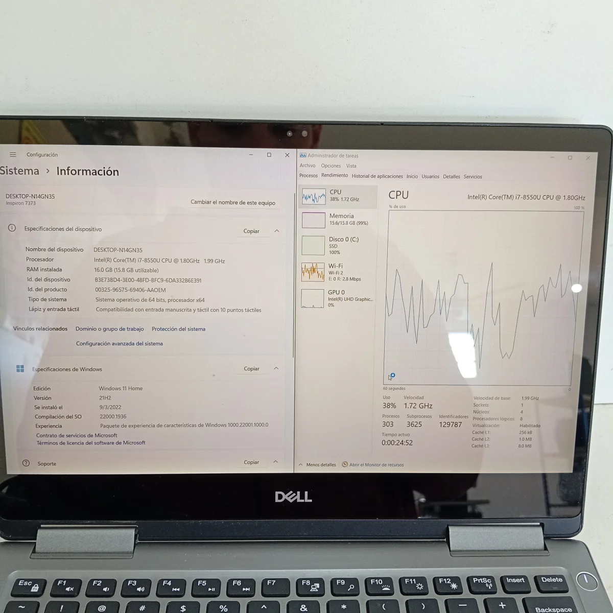 Foto 3 de Notebook Marca Dell 14 Modelo P83g Procesador Intel Core I7-855ou 1.80ghz Memoria Ram 16 Gb Disco Duro 250 Gb Acc Web CamWifiSalida HdmiPatalla Tactil 360