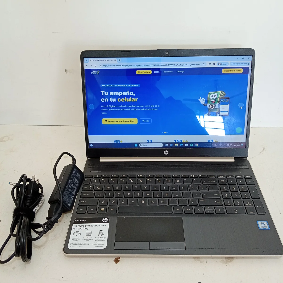 Notebook Marca Hp Modelo Laptop 15 Procesador Core I 3 Memoria Ram 4 Gb Disco Duro 128 Gb Acc Con Teclado Numerico Ent. Hdmi Usb