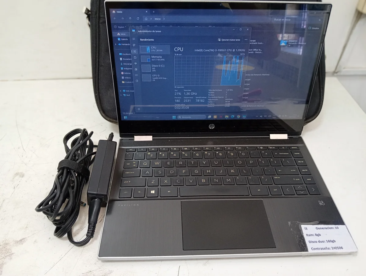 Foto 2 de Notebook Marca Hp Modelo Pavulion Procesador Intel Core I3 Memoria Ram 8 Gb Disco Duro 160 Gb Generacion 10 Acc WebcamWifiHdmiEntrada Tipo CC/ Estuche