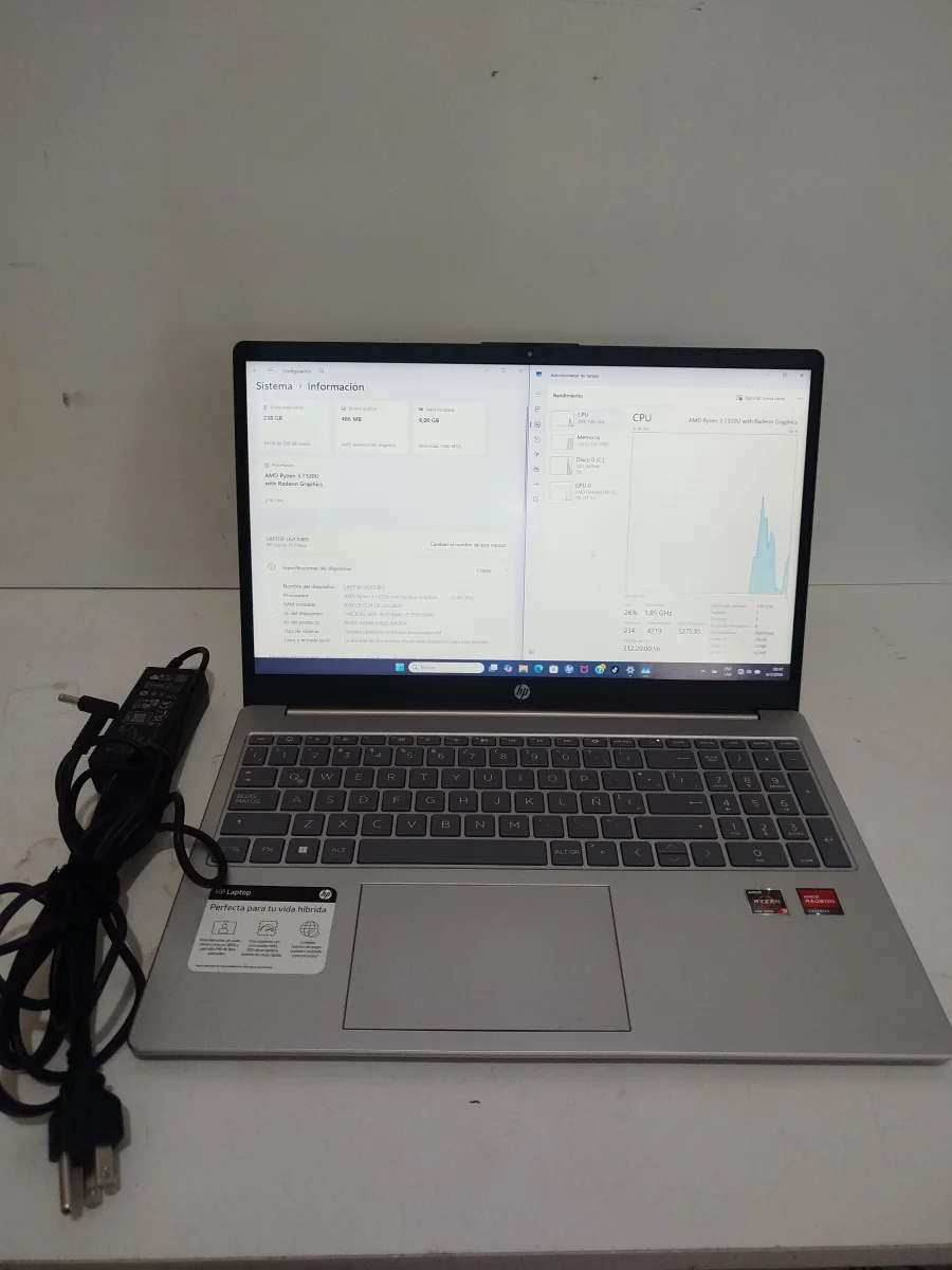 Notebook Marca Hp Modelo 15-Fc00061a Procesador Ryzen 3 Memoria Ram 8 Gb Disco Duro 260 Gb Generacion 11 Acc T/NumericoEntradas Usb-Dmi-Lam