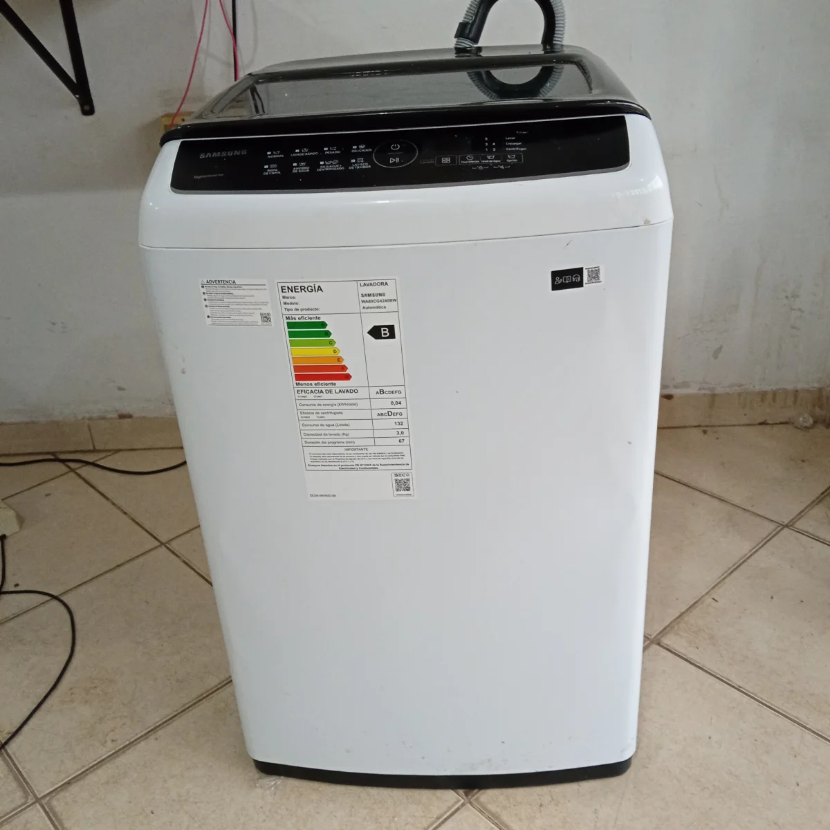 Lavarropas Cap 8 Kg. Marca Samsung Modelo Wa80cg4240bw Usado En Buen Estado Acc Con Manguera De Carga Y Descarga