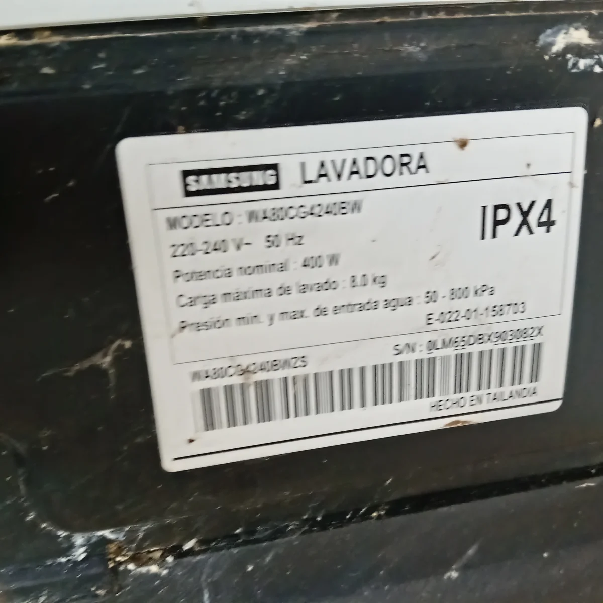 Foto 2 de Lavarropas Cap 8 Kg. Marca Samsung Modelo Wa80cg4240bw Usado En Buen Estado Acc Con Manguera De Carga Y Descarga
