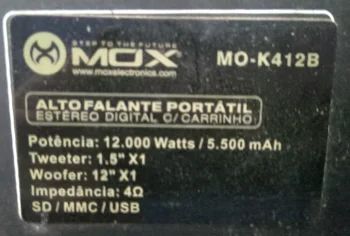 Foto 3 de Caja De Sonido Amplificada Marca Mox Modelo Mo-K412b Sin Control Usado Con Desgaste Acc Par De RueditasCable Power