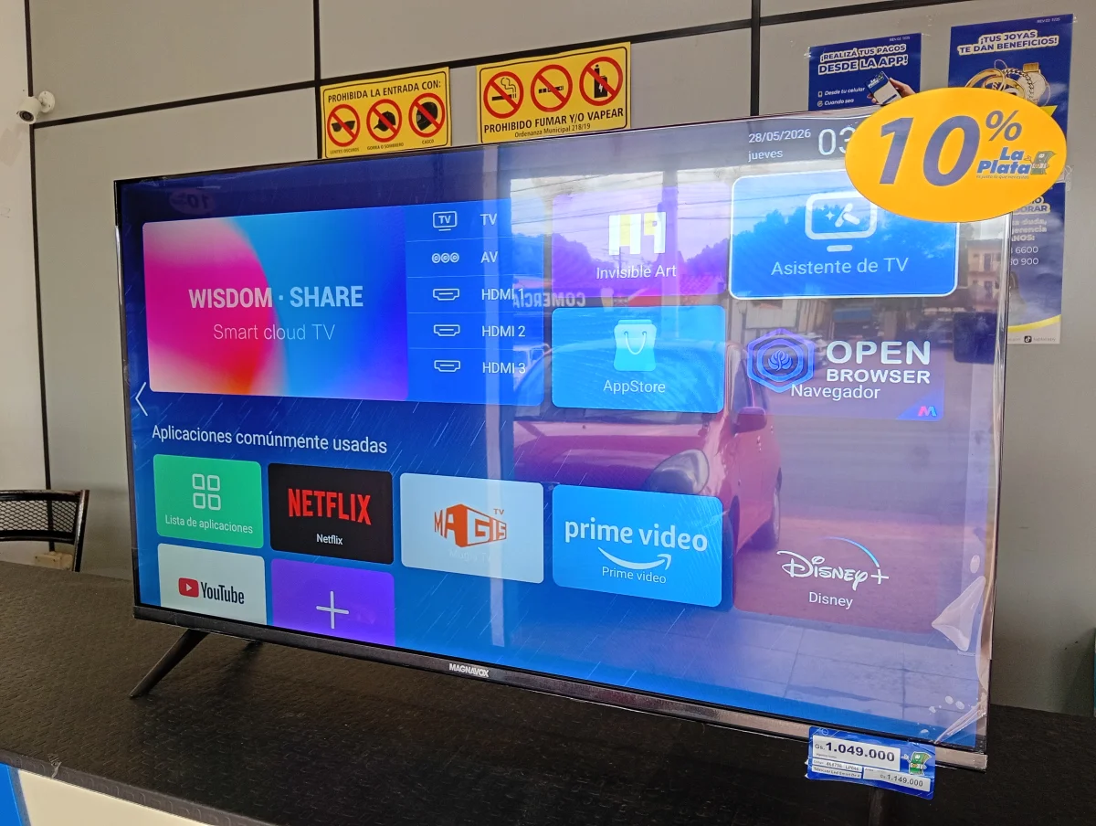 Televisor Led Smart De 43 '' Marca Magnavox Modelo 43mez443-M1 Con Control Usado En Buen Estado Acc ManualPatitas