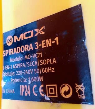 Foto 3 de Aspiradora Marca Mox Modelo Mo-Vc71 Usado En Buen Estado Acc 3 Extensor1 Manguera Corrugada2 Picos1 Bolsa De RepuestoManual