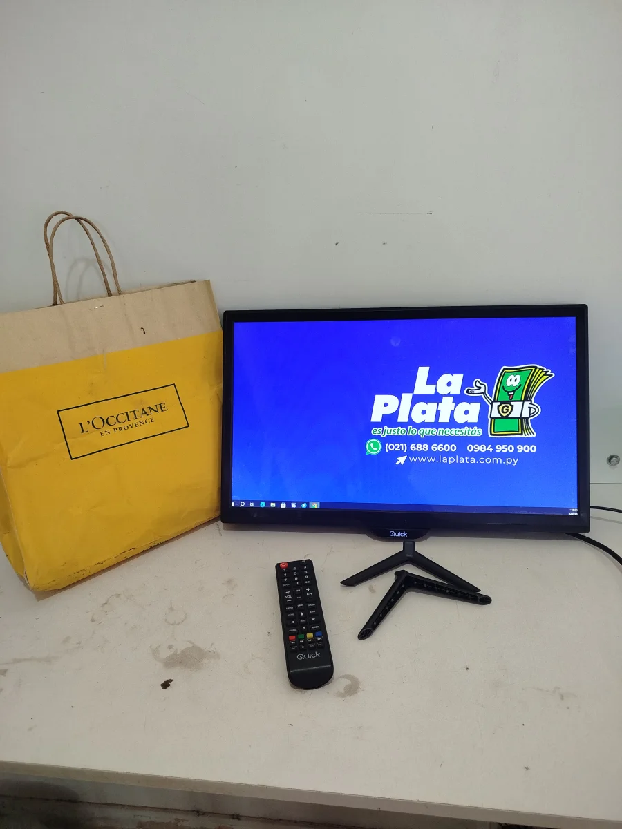 Televisor Led Convencional De 22 '' Marca Quick Modelo Qtvled22dt Usado-En-Buen-Estado Sin Control Sin Caja Acc Con Par De Patitas Con Tornillos Y Cable Power
