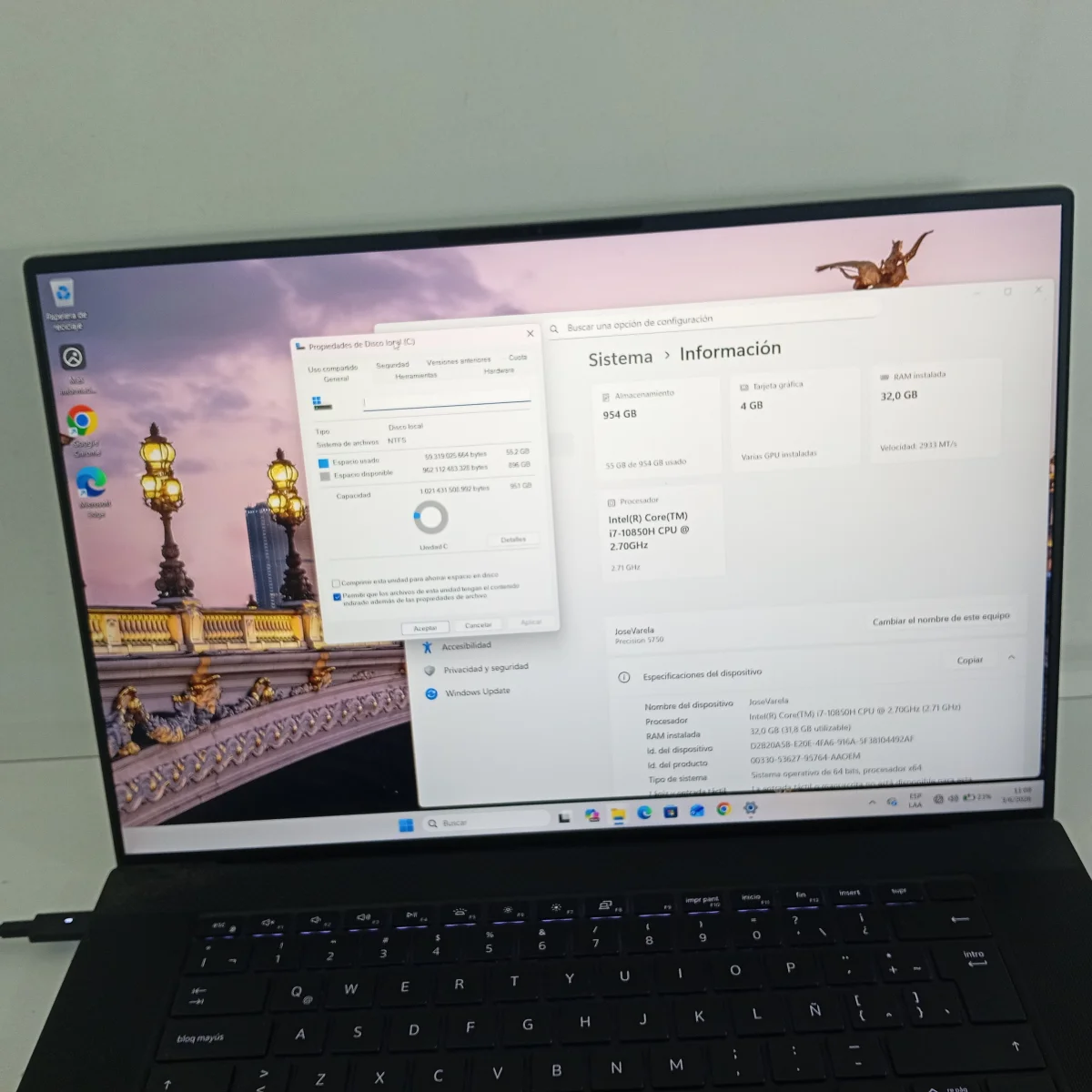 Foto 2 de Notebook Marca Dell Modelo P92f Procesador Intel Core I7-10850h 2.70ghx Memoria Ram 32 Gb Disco Duro 1.000 Gb Generacion 10 Acc Cargador 17 Pulgadas