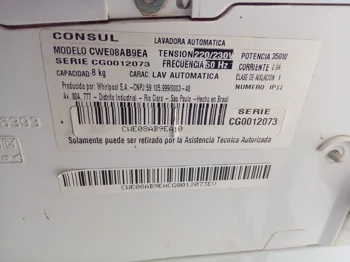 Foto 3 de Lavarropas Cap 8 Kg. Marca Consul Modelo Cwe08ab9ea Usado En Buen Estado Acc Con Manguera De Carga Y Descarga