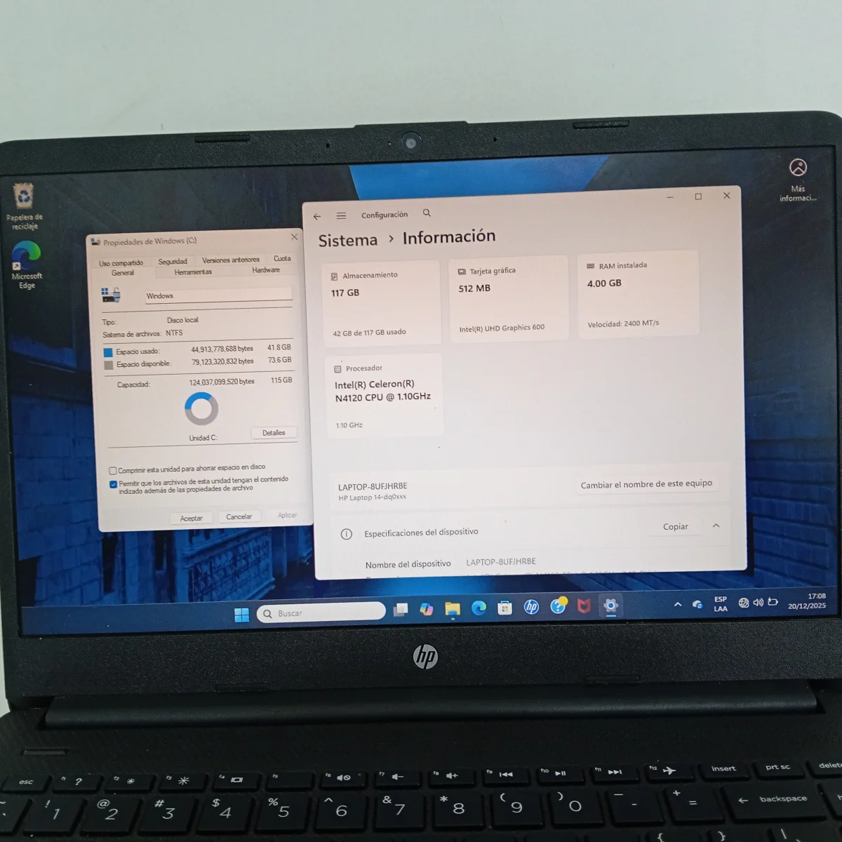 Foto 3 de Notebook Marca Hp Modelo 14-Dq0761dx Procesador Celeron N4120 Memoria Ram 4 Gb Disco Duro 117 Gb Generacion No Tiene Acc Mause De La Marca Havit