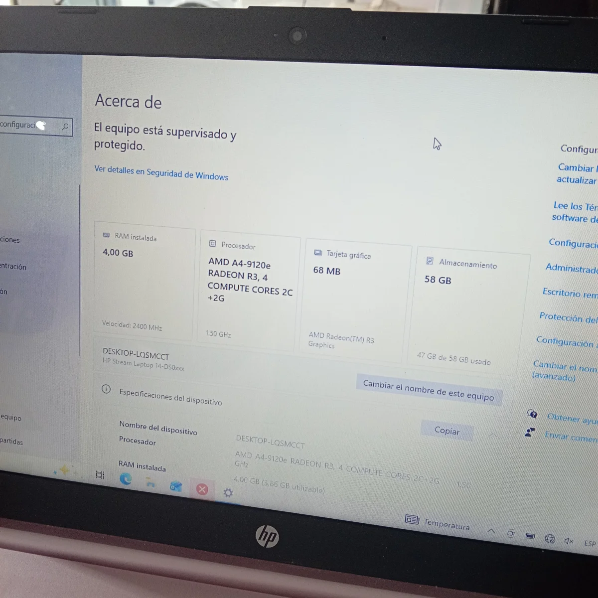 Foto 2 de Notebook Marca Hp Modelo 4792728 Procesador Amd A4 Memoria Ram 4 Gb Disco Duro 60 Gb Generacion No Tiene Acc En Caja
