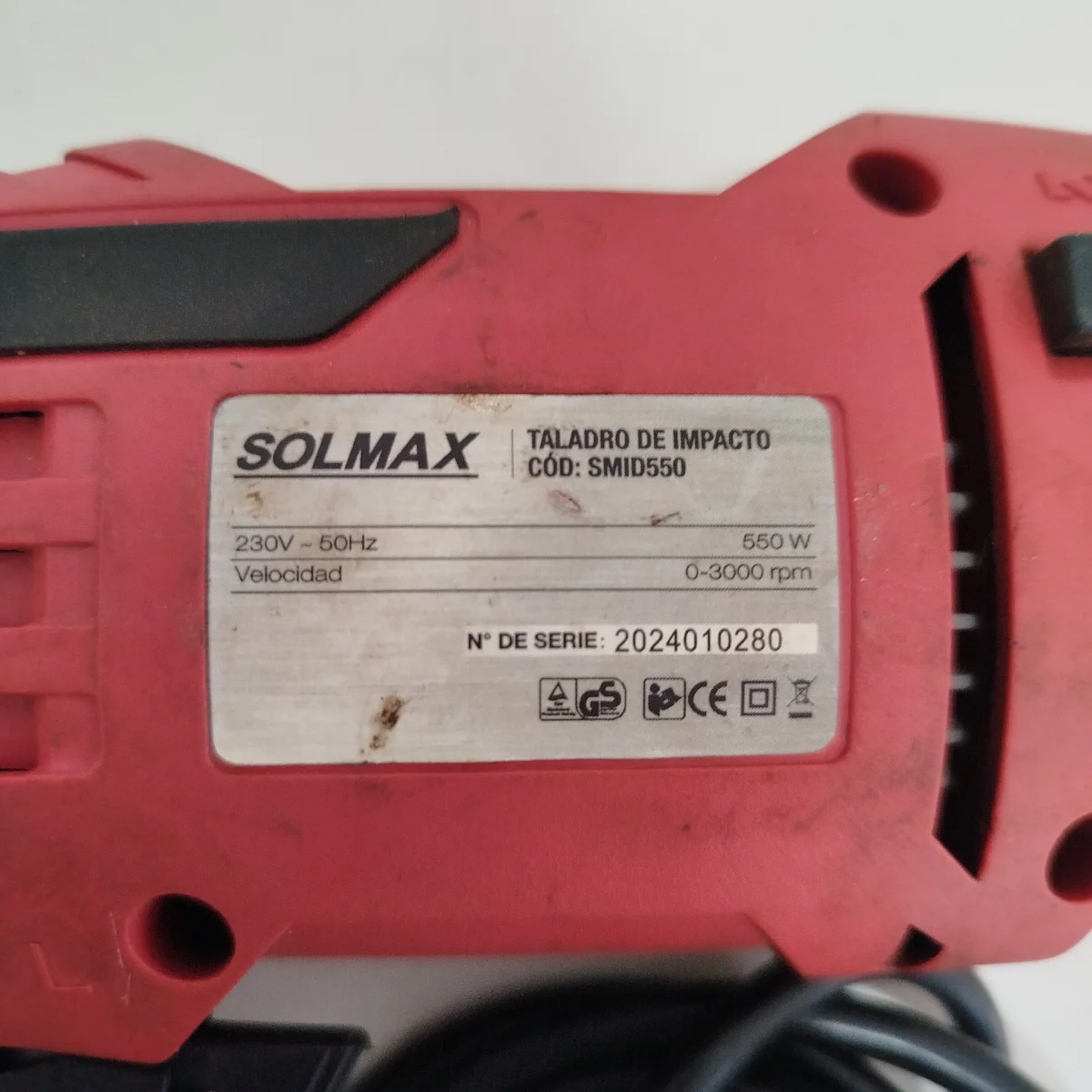 Foto 3 de Taladro Marca Solmax Modelo Smid550 Usado Con Desgaste Acc No Tiene