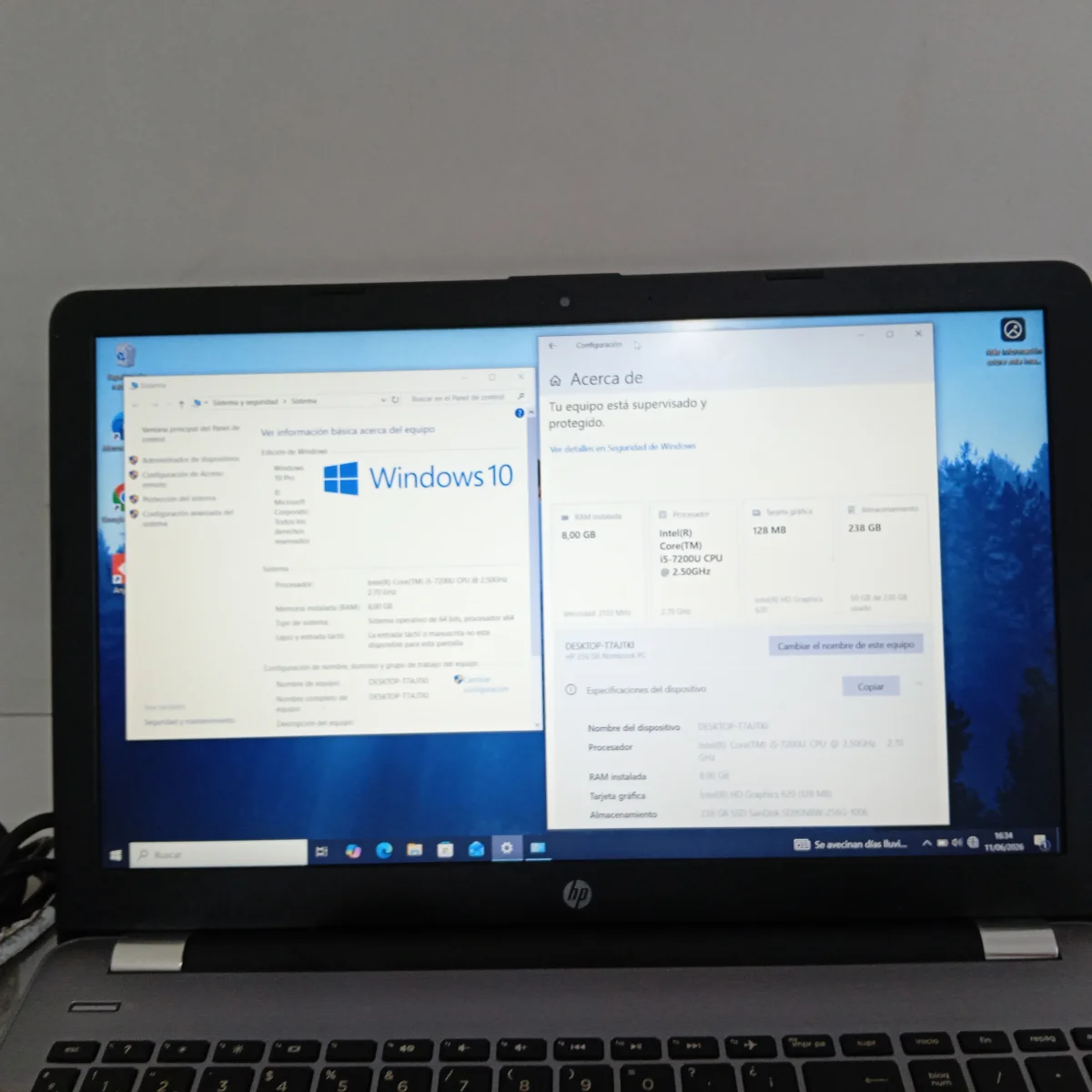 Foto 2 de Notebook Marca Hp Modelo Desktop-T7ajtki Procesador Intel Core Memoria Ram 8 Gb Disco Duro 250 Gb Generacion 7.200 Acc Ent. Usb Hdemi Cd