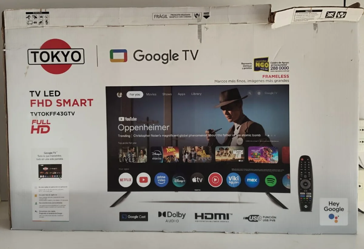 Foto 3 de Televisor Led Smart De 43 '' Marca Tokyo Modelo Tvtokff43gtv Con Control Usado En Buen Estado Acc 2 PatitasCaja Un Poco Estropeada
