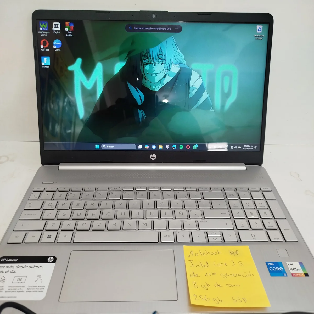 Notebook Marca Hp Modelo 15-Dy2052la Procesador Core I5 Memoria Ram 8 Gb Disco Duro 256 Gb Generacion 11 Acc Cargador