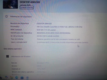 Foto 3 de Notebook Marca Dell Modelo Latitude 3520 Procesador Intel Core I 5 Memoria Ram 8 Gb Disco Duro 250 Gb Generacion 11 Acc UsbHdmiCargador