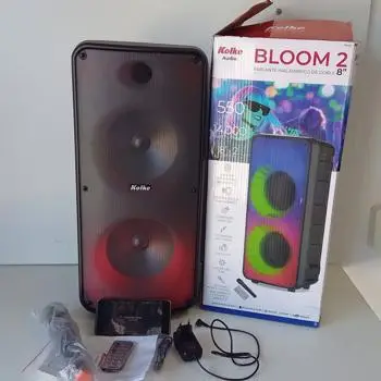 Parlante Portatil Marca Kolke Modelo Kpb-520 Bloom 2 Usado En Buen Estado Con En Caja Acc UsbBtFmUn MicrofonoCargadorControlAuxCable Aux