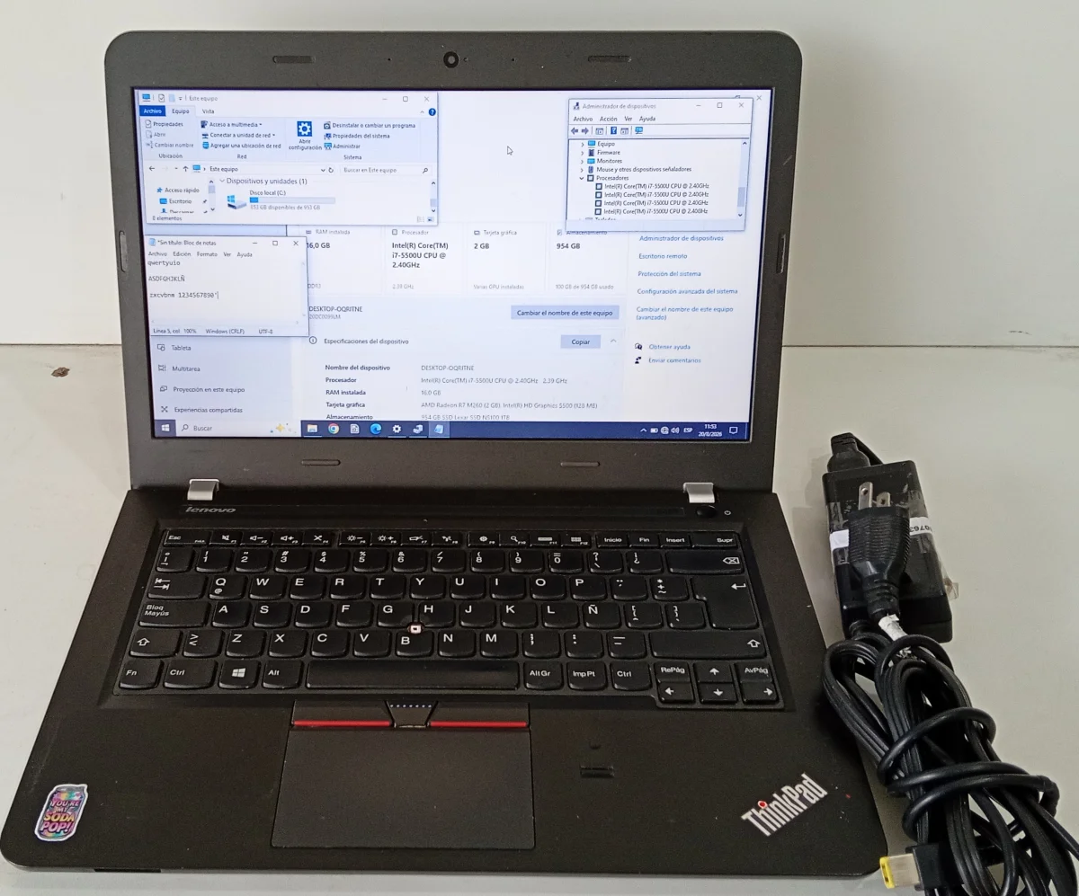 Notebook Marca Lenovo Modelo Thinkpad Procesador Intel Core I7 Memoria Ram 16 Gb Disco Duro 1.000 Gb Generacion 5 Acc WebcamWifiHdmi