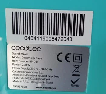 Foto 3 de Batidora Marca Cecotec Modelo Cecomixer Easy Usado En Buen Estado Acc C/ Dos BatidoresC/ Bol De Acero Inox De 3 Lts
