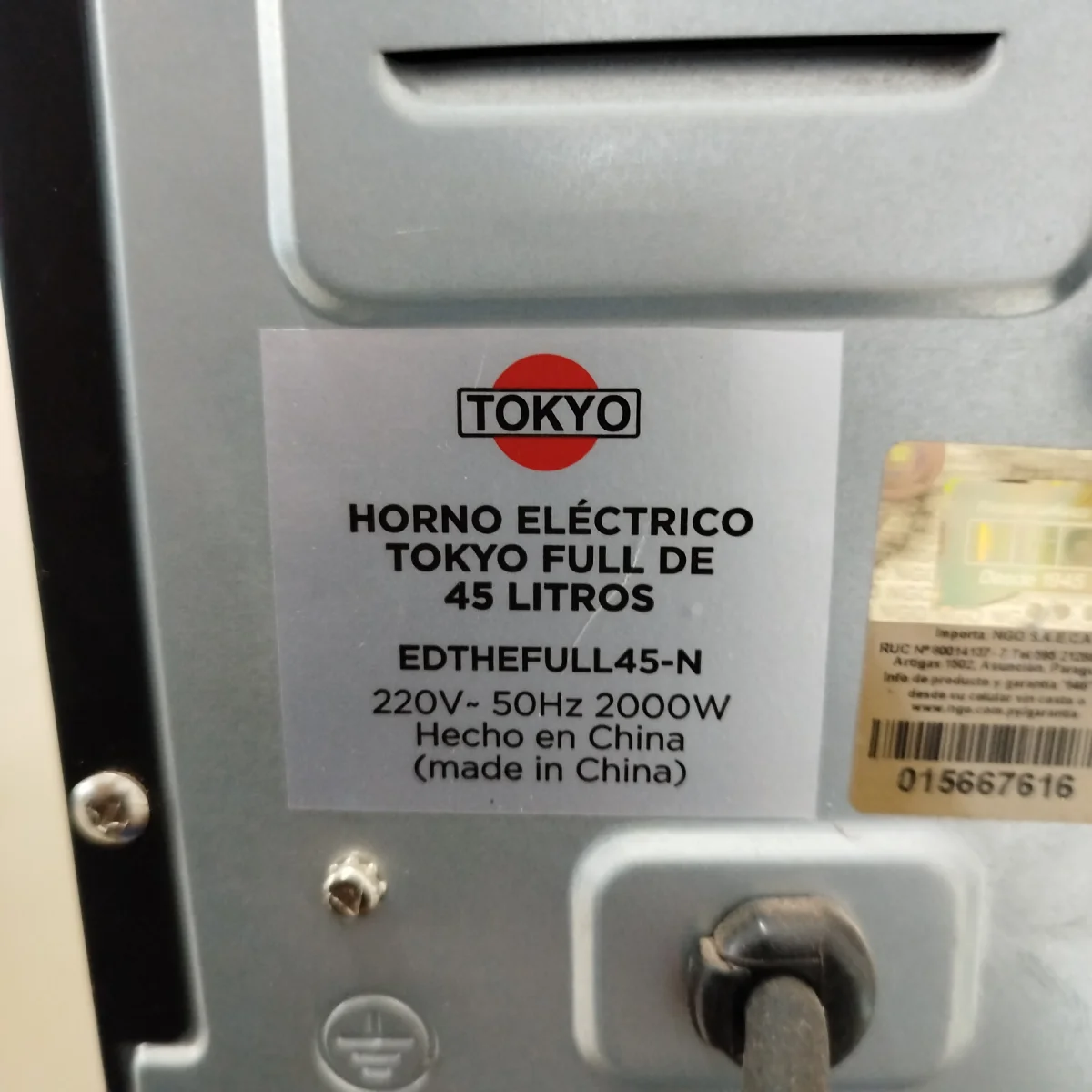 Foto 3 de Horno Marca Tokyo Litros 45 Modelo Edthefulll45-N Usado Con Desgaste Acc ParrillaBandejaPanel Digital