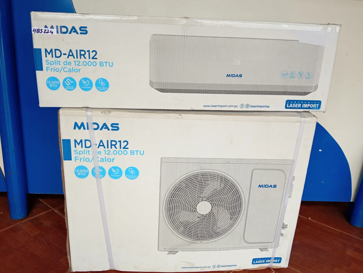 Aire Acondicionado Tipo Split Marca Midas Potencia Btu 12.000 Con Kit Instalacion Con Control Modelo Md-Air12 Nuevo Sin Uso Con Caja Acc No Tiene