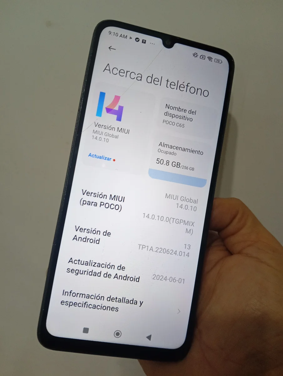 Celular Marca Xiaomi Modelo Poco C65 Memoria Ram 6 Gb Almacenamiento Interno 256 Gb Acc No Tiene