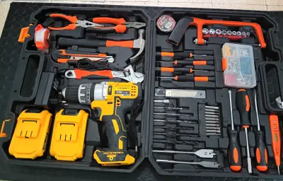 Caja De Herramientas Marca Sate Modelo A-Tk883 Acc Con Un Taladro 2 Baterias1 Cargador