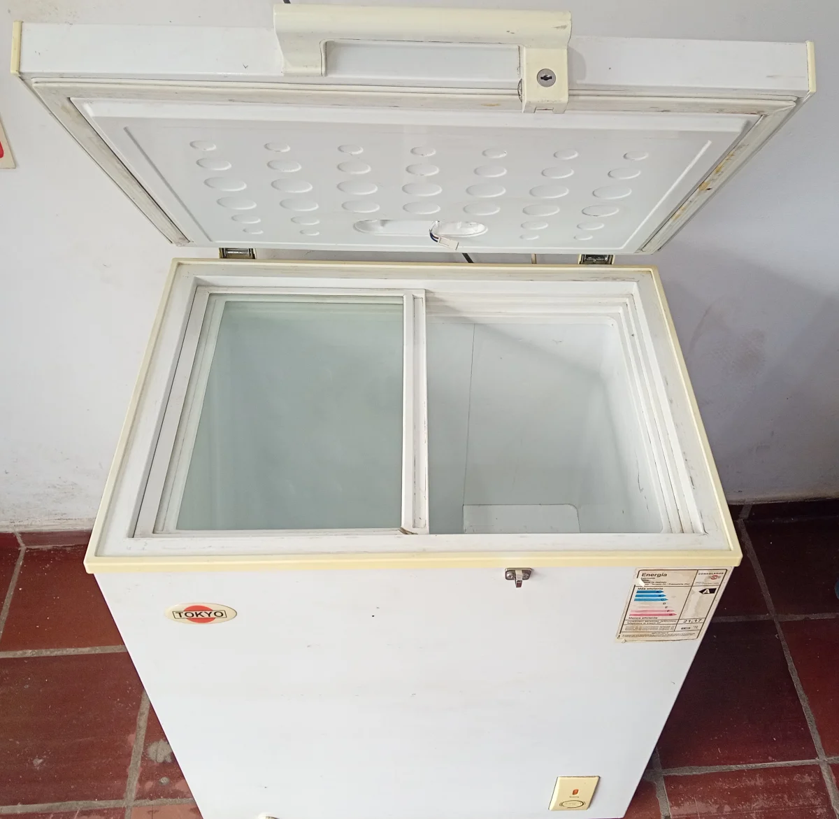 Congeladora / Frezzer Marca Tokyo Litros 160 Modelo Tcon160cv Usado Con Desgaste Acc 2vidrios Corredizos