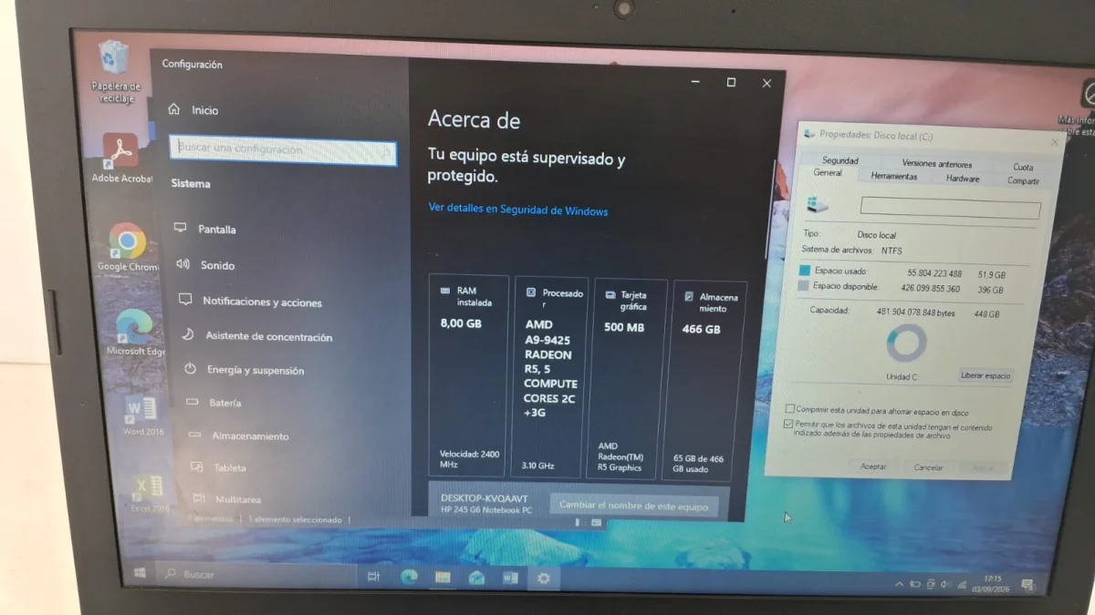Foto 3 de Notebook Marca Hp Modelo Hp 245 G6 Procesador Amd A9-9425 Memoria Ram 8 Gb Disco Duro 500 Gb Generacion No Tiene Acc Sin Teclado Numerico