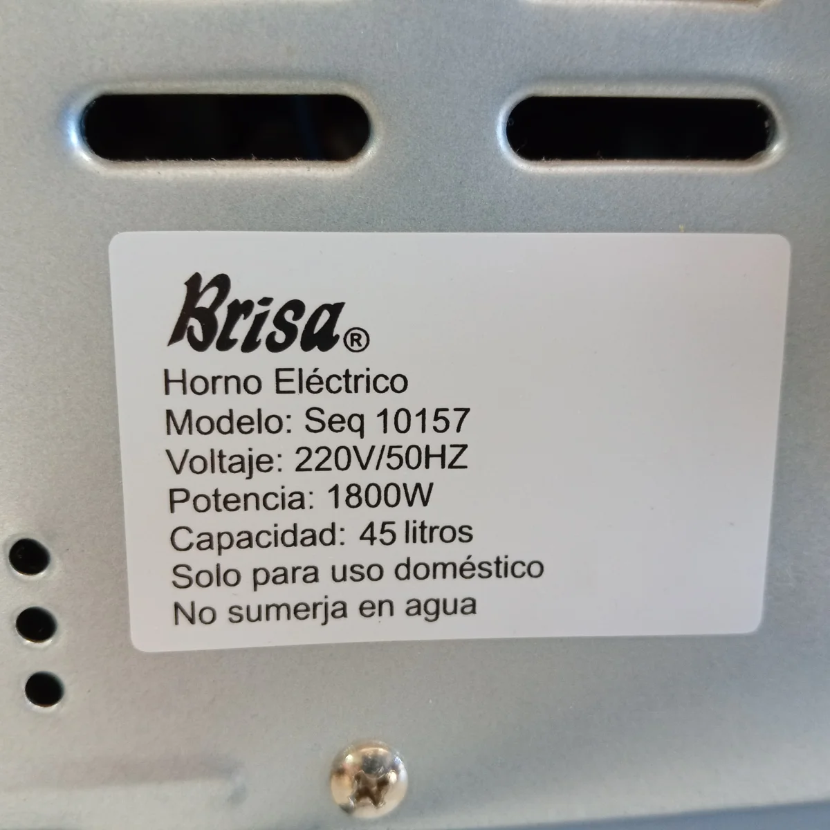 Foto 3 de Horno Marca Brisa Litros 45 Modelo Seq 10157 Usado Con Desgaste Acc Cab. Cte.