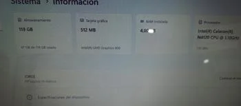 Foto 3 de Notebook Marca Hp Modelo 14-Dp052la Procesador Celeron Memoria Ram 4 Gb Disco Duro 120 Gb Generacion 4.120 Acc Estuche Negro