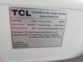 Foto 3 de Lavarropas Cap 6 Kg. Marca Tcl Modelo P606flw Usado En Buen Estado Acc Manguera Para Carga Y Desague