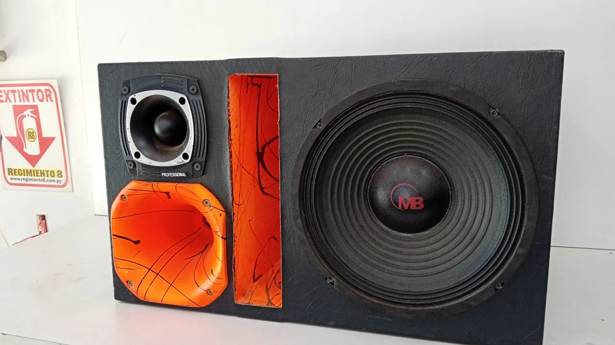 Caja C/ Parlantes Para Auto Usado En Buen Estado Acc Woofer De 12mb + 1 Corneta+Super Twister