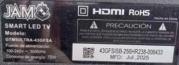 Foto 3 de Televisor Led Smart De 43 '' Marca Jam Modelo Gtm5ultra-43gfsa Con Control Usado En Buen Estado Acc Par De Patitas
