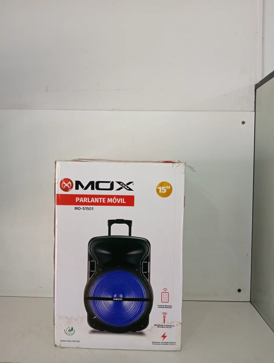 Caja De Sonido Amplificada Marca Mox Modelo Mos1501 Con Control Usado En Buen Estado Acc ControlMicrofonoAuxBtLuces