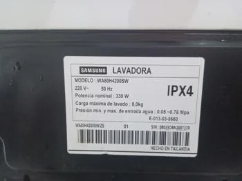 Foto 3 de Lavarropas Cap 8 Kg. Marca Samsung Modelo Wa80h4200sw Usado En Buen Estado Acc Manguera De Desagüe