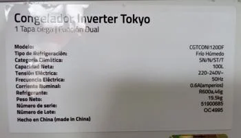 Foto 3 de Congeladora / Frezzer Marca Tokyo Litros 100 Modelo Cgtconi120df Nuevo Sin Uso Acc Par De LlaveCanastaManijaEn CajaManualLuz Interna