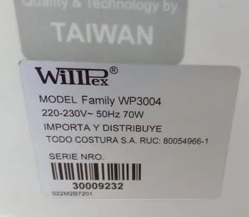 Foto 3 de Maquina De Coser Familiar Marca Willpex Modelo Family Wp3004 Usado En Buen Estado Acc C/ Pedal