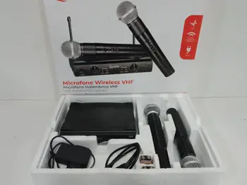 Par De Microfonos Marca Quanta Modelo Qtmic103 Con Caja Acc 2 MicrofonosReceptor De SeñalCable BananaCargador