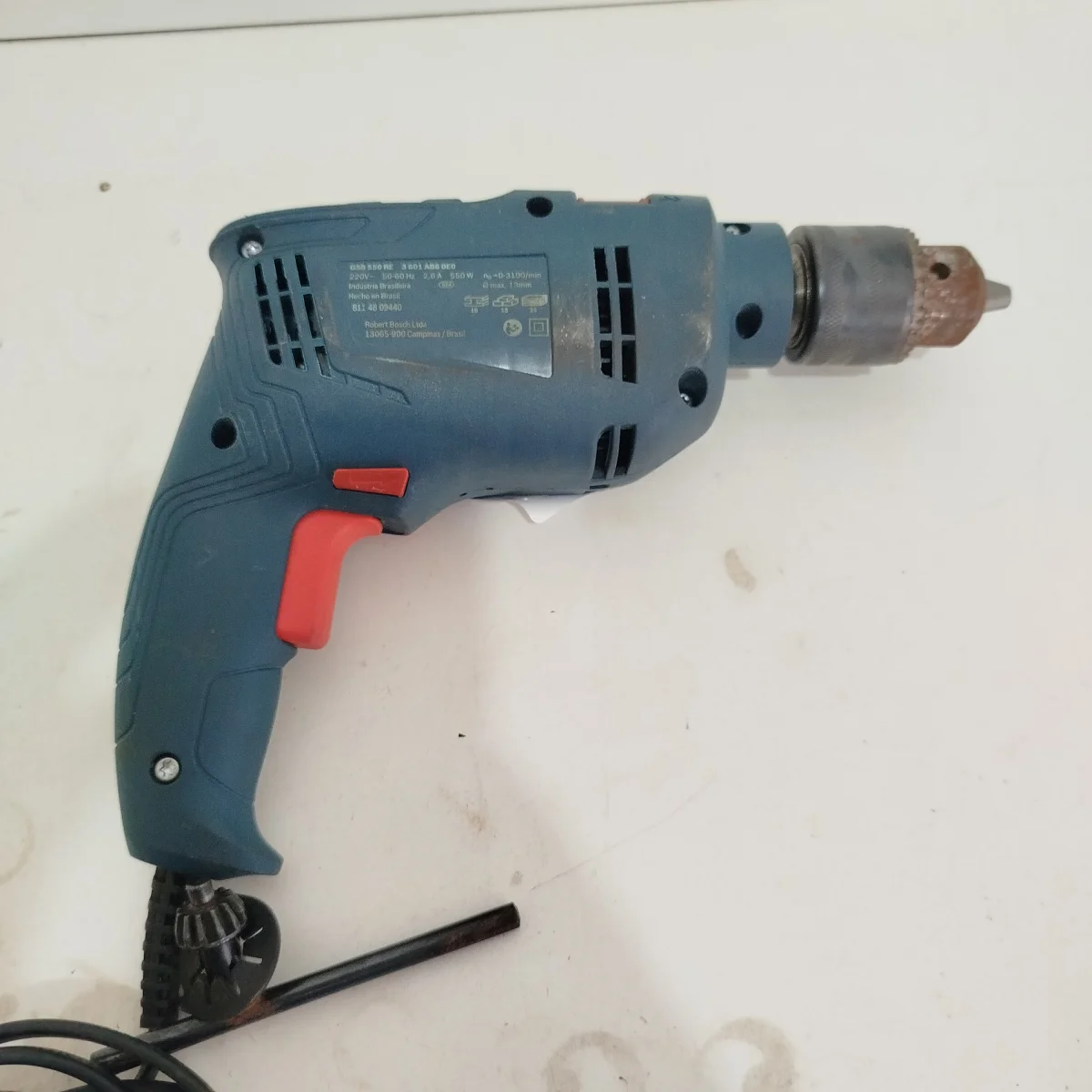 Foto 2 de Taladro Marca Bosch De 13mm Original Modelo Gsb 550 Re Usado Con Desgaste Acc Llave Mandril