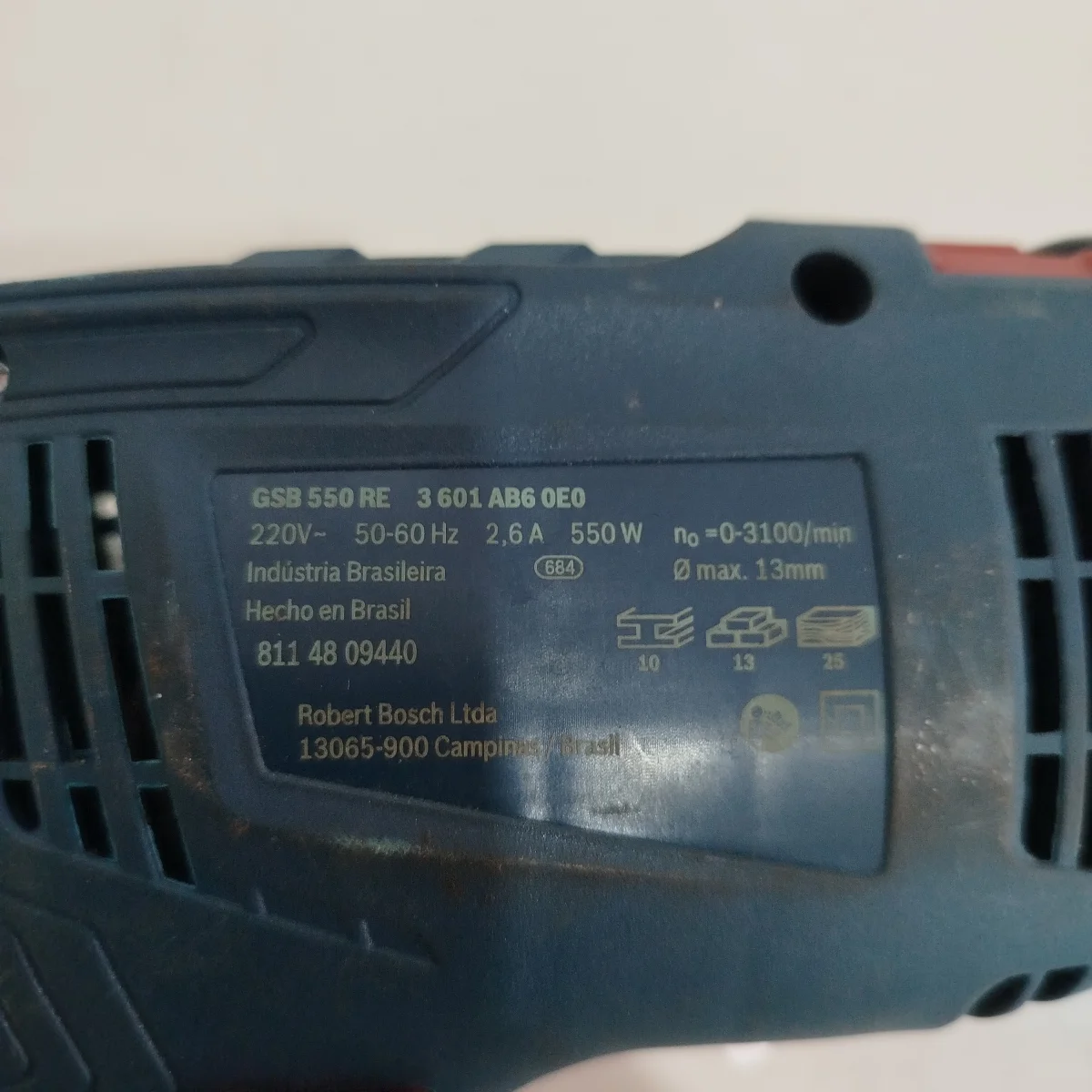 Foto 3 de Taladro Marca Bosch De 13mm Original Modelo Gsb 550 Re Usado Con Desgaste Acc Llave Mandril