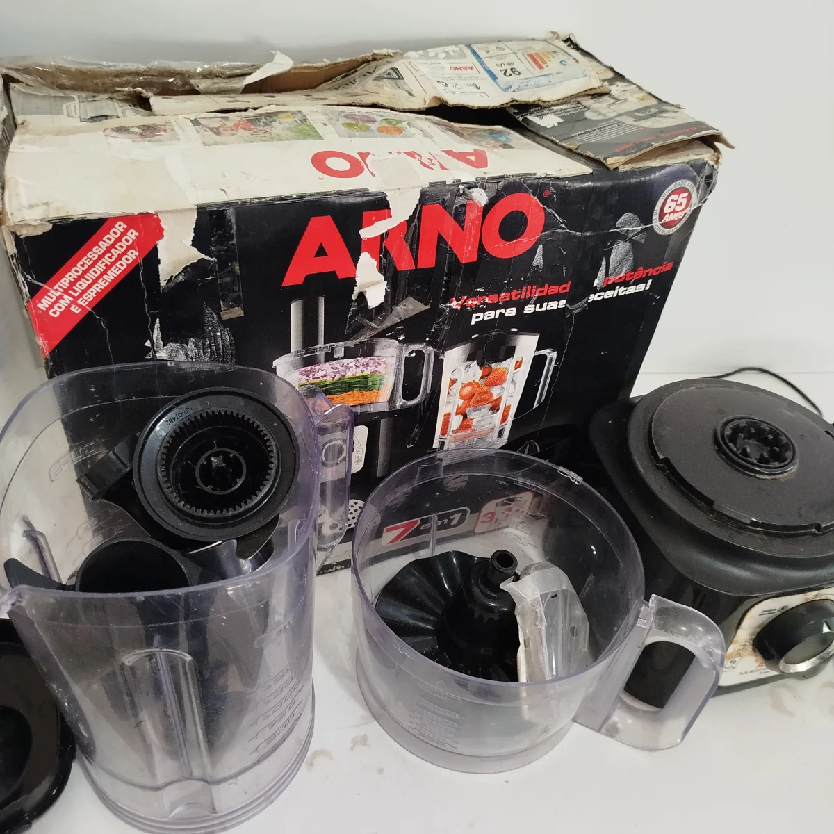 Foto 2 de Multiprocesador 2 Velocidades Marca Arno Modelo Ey1228b8 Usado Con Desgaste Acc En Caja Con Todos Sus Accesorios