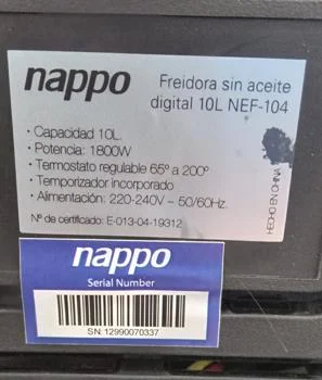 Foto 3 de Fritadora Marca Nappo Modelo Nef-104 Usado En Buen Estado Acc De 10ltCanasta Giratoria Para FritarBandeja / AsaderaRejillas Airfryer