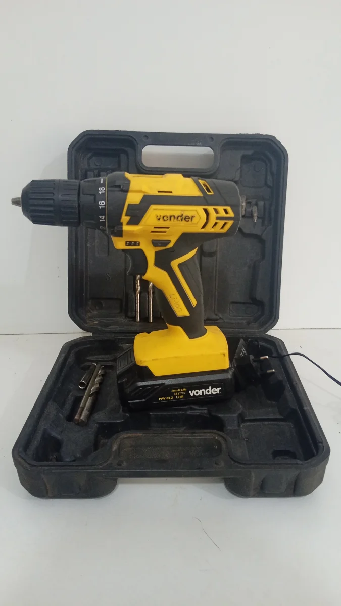 Taladro Marca Vonder Modelo Pfv 012 Acc Mechas 06/08/10/12/15Llave Tubo De 8Bateria Cargador