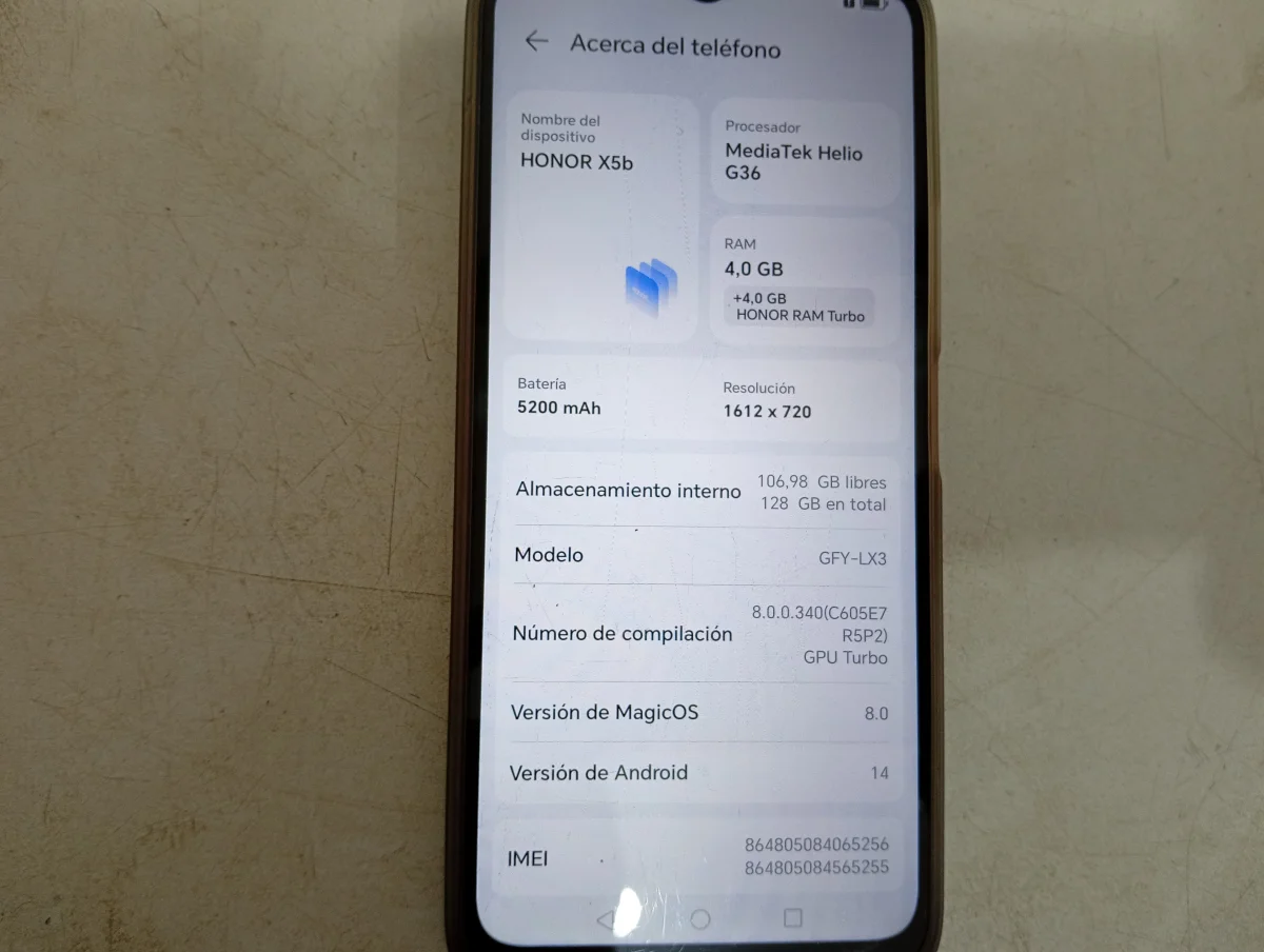 Foto 3 de Celular Marca Honor Modelo X5b Memoria Ram 4 Gb Almacenamiento Interno 128 Gb Acc Con EstucheCargador Con CableLlave Para Chip