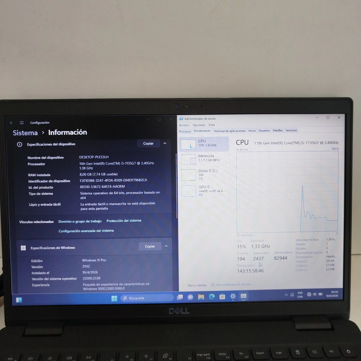 Foto 3 de Notebook Marca Dell Modelo Latitude 3520 Procesador Core I5 Memoria Ram 8 Gb Disco Duro 250 Gb Generacion 11 Acc CargadorUsbHdmiTeclado Numerico