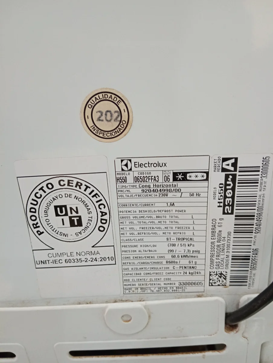 Foto 3 de Congeladora / Frezzer Marca Electrolux Litros 550 Modelo H550 Usado En Buen Estado Acc Canasta