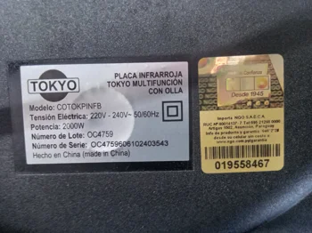 Foto 3 de Cocina Electrica Tipo Vitroceramica Marca Tokyo Modelo Cotokpinfb Usado En Buen Estado Acc No Tiene