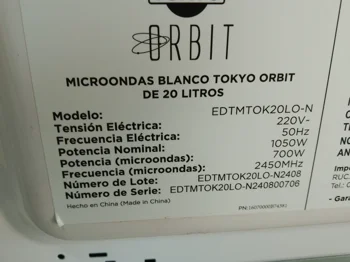 Foto 2 de Microondas Marca Tokyo Modelo Edtmtok20lo-N Usado En Buen Estado Acc No Tiene