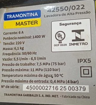 Foto 3 de Hidro Lavadora Marca Tramontina Modelo 42550/022 Usado En Buen Estado Acc PistolaMangueraJaboneraManijaFiltroRueditasEn Caja Estropeada